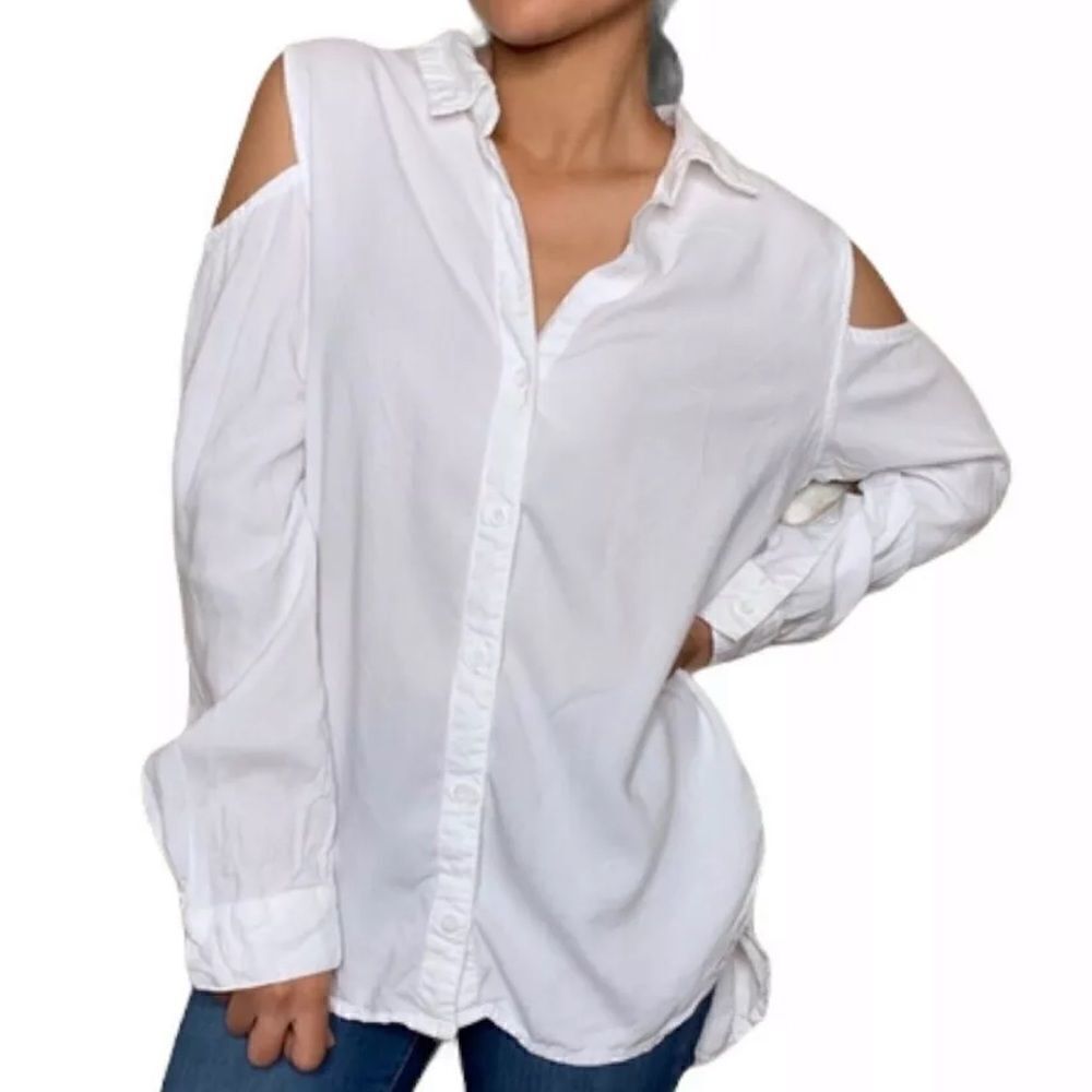 Cloth & stone white open shoulder blouse XS